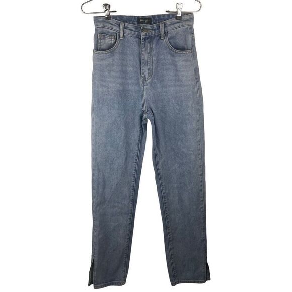 Nasty Gal High Rise Straight Leg Side Slit Jeans Size 6 Waist 26" - Picture 3 of 9